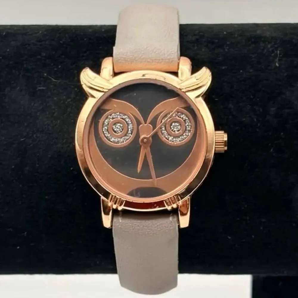 Rose Gold & Gray Owl Watch